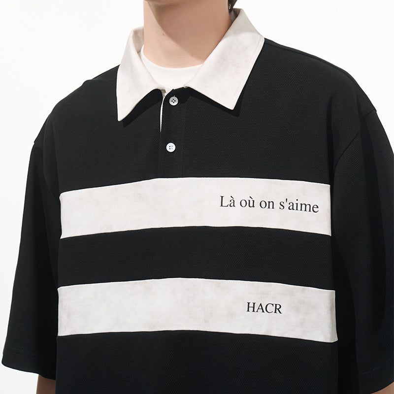 Striped Printed Logo Polo Shirt