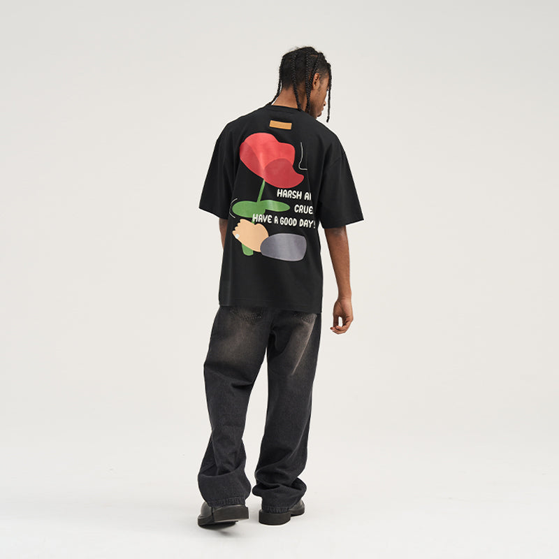 Cartoon Rose Printed Tee