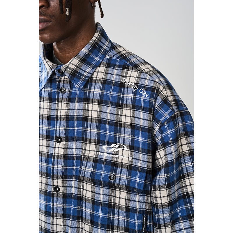 Embroidered Logo Checkered L/S Shirt