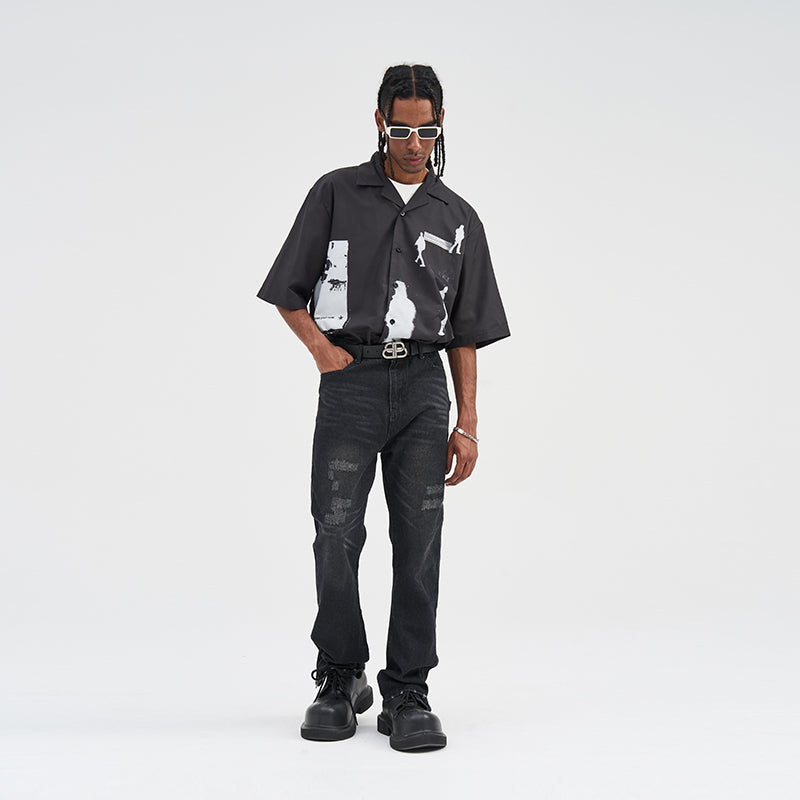 Shadows Printed Cuban Shirt