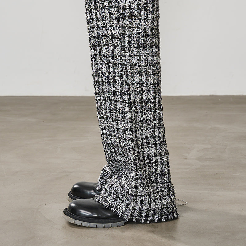 Embroidered Logo Plaid Checkered Trousers