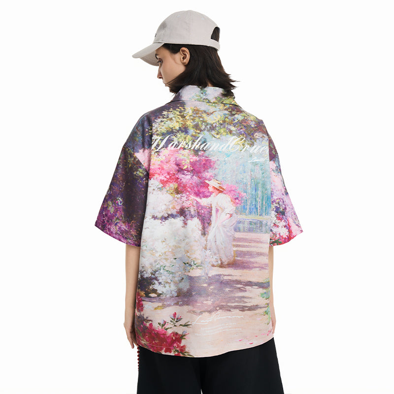 Oil Painting Garden Cuban Shirt
