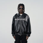 Metal Buckle Zip-Up Leather Jacket