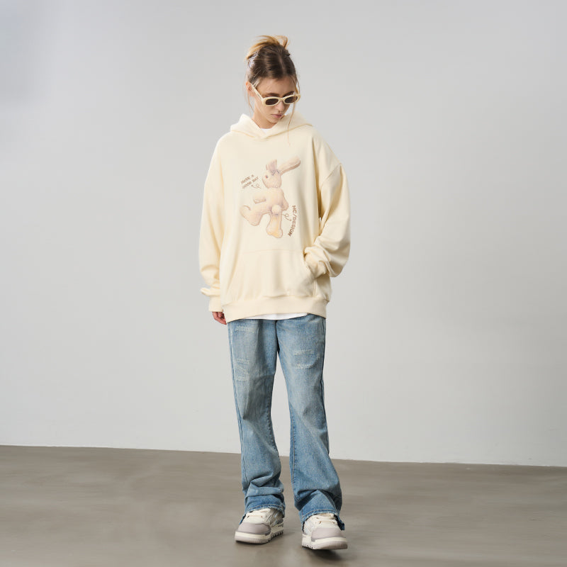 Rabbit Peluche Printed Hoodie