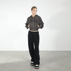 Embroidered Gothic Logo Cropped Hoodie