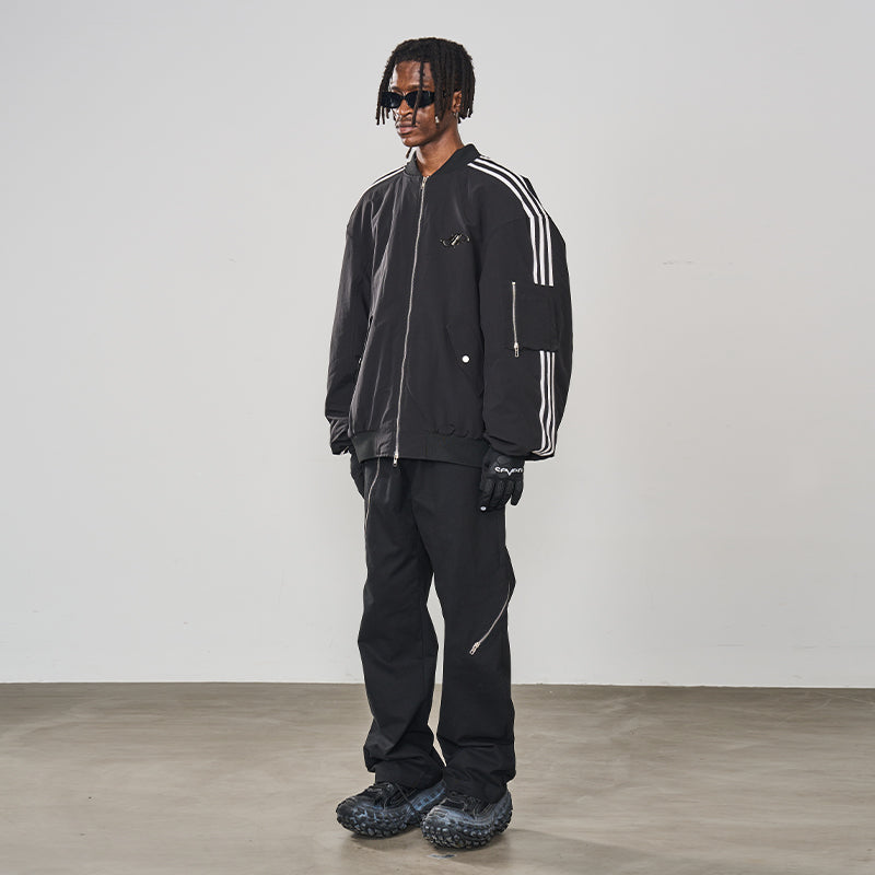 Striped Metal Logo MA-1 Jacket