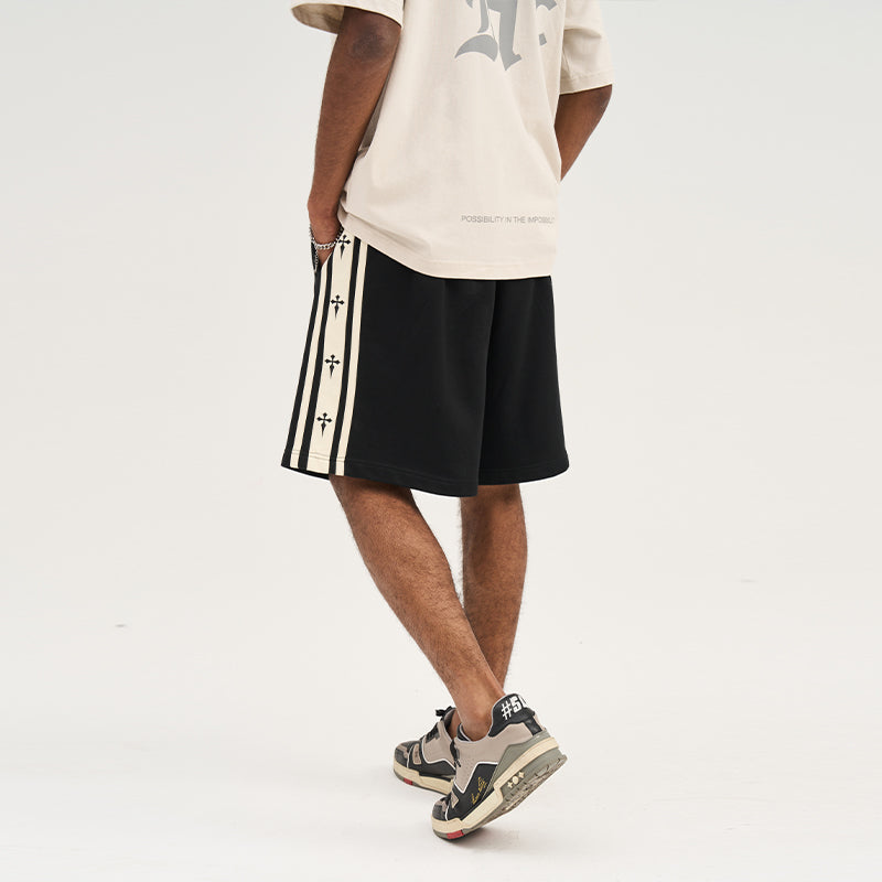 Crosses Striped Logo Shorts