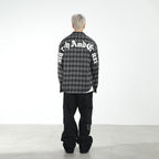 Leather Embroidered Gothic Logo Plaid L/S Shirt
