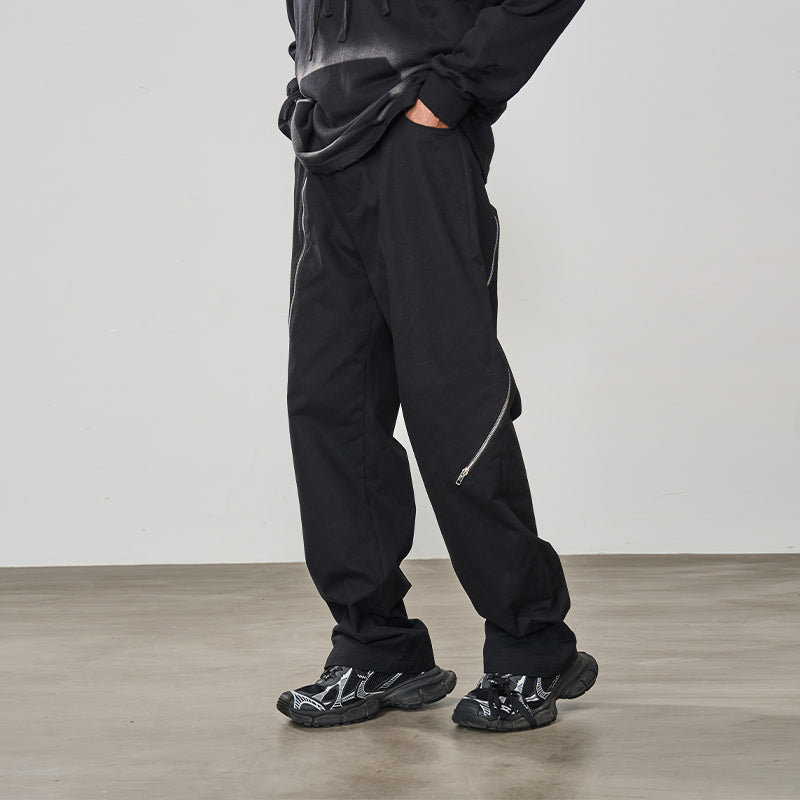 Zipper Deconstructed Loose Trousers