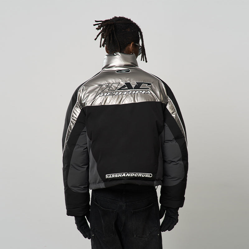 Patchwork Embroidered Racing Down Jacket