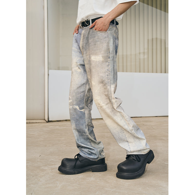 Washed Irregular Loose Blue Denim