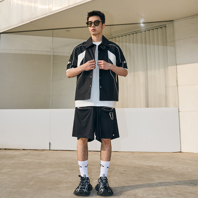 Irregular Stitched Contrast Shirt