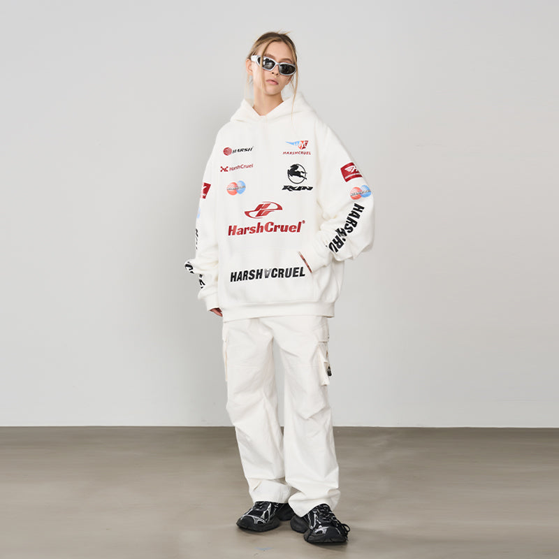 Multi Logo Racing Hoodie – Harsh and Cruel