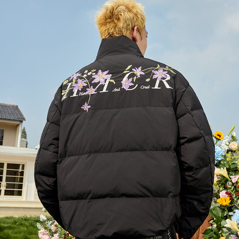 Floral Embroidery Zip HACR Down Jacket – Harsh and Cruel