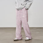 Embroidered Logo Plaid Checkered Trousers