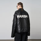 Deconstructed Stitching Embroidered Leather Jacket