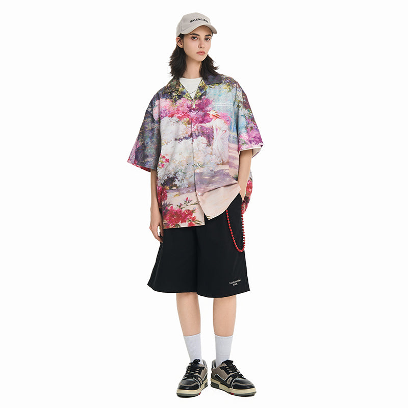 Oil Painting Garden Cuban Shirt