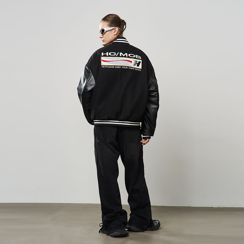Voice Down Embroidered Varsity Jacket