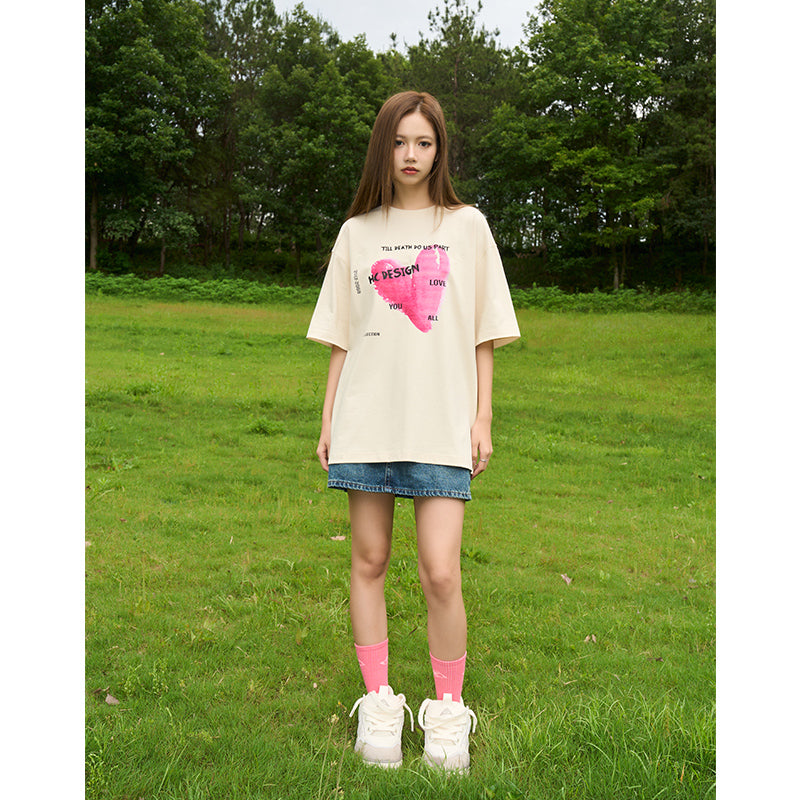 Watercolor Heart Printed Tee