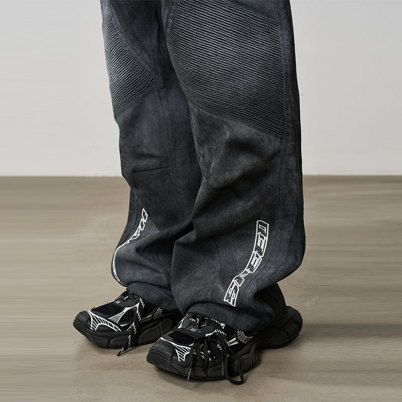 Racing Embroidered Patchwork Trousers