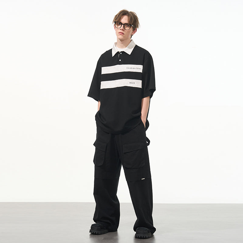 Striped Printed Logo Polo Shirt