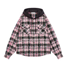 Load image into Gallery viewer, Handwritten Plaid Hooded Shirt
