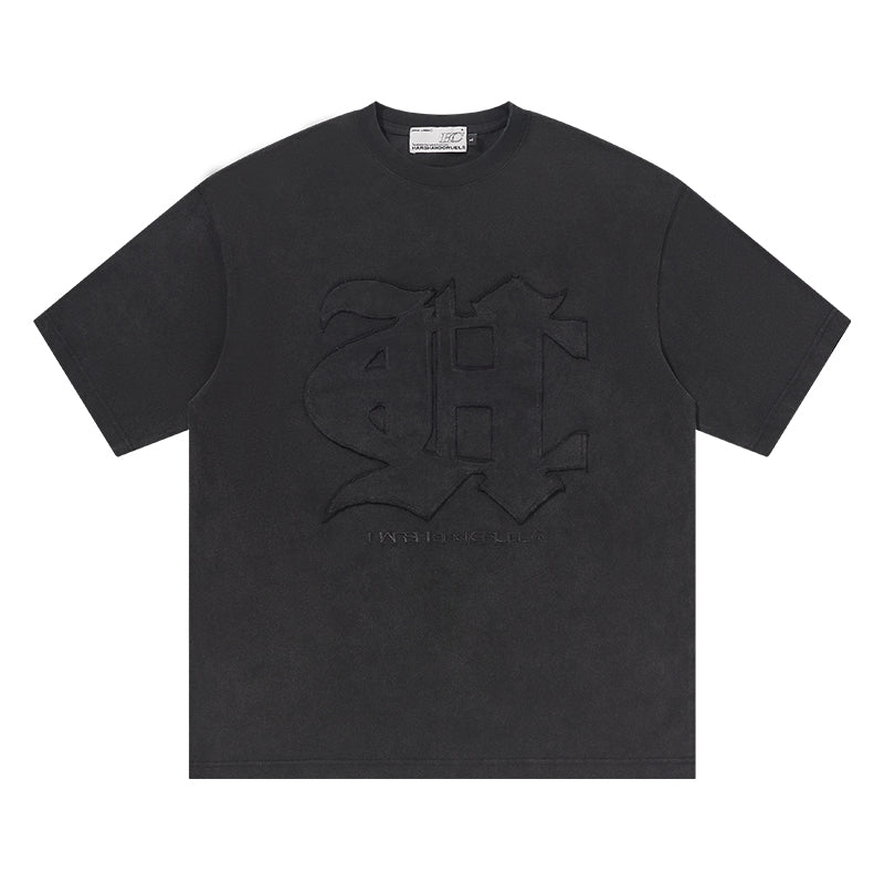 3D Gothic Embroidery Washed Tee
