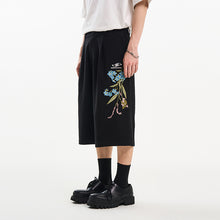 Load image into Gallery viewer, Floral Embroidery Draped Suit Shorts
