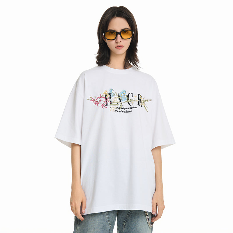 Floral Wrap Embroidered Tee