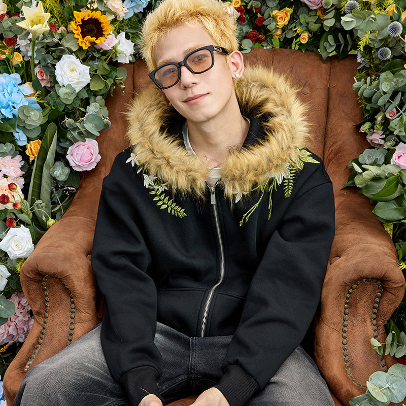 Women Y2k Oversized Floral Print Fleece Pullover Cute Hoodies Preppy