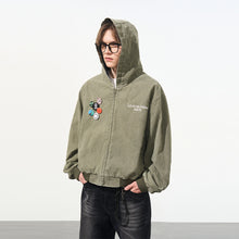 Load image into Gallery viewer, Retro Pins Washed Hooded Jacket
