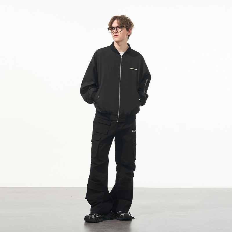 Nylon Zipper Bomber Jacket