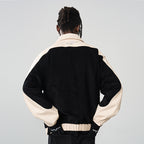 Embroidered Corduroy PU Leather Jacket