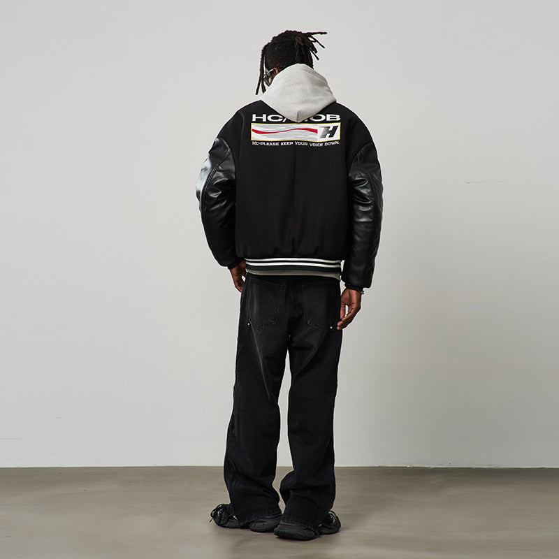Voice Down Embroidered Varsity Jacket