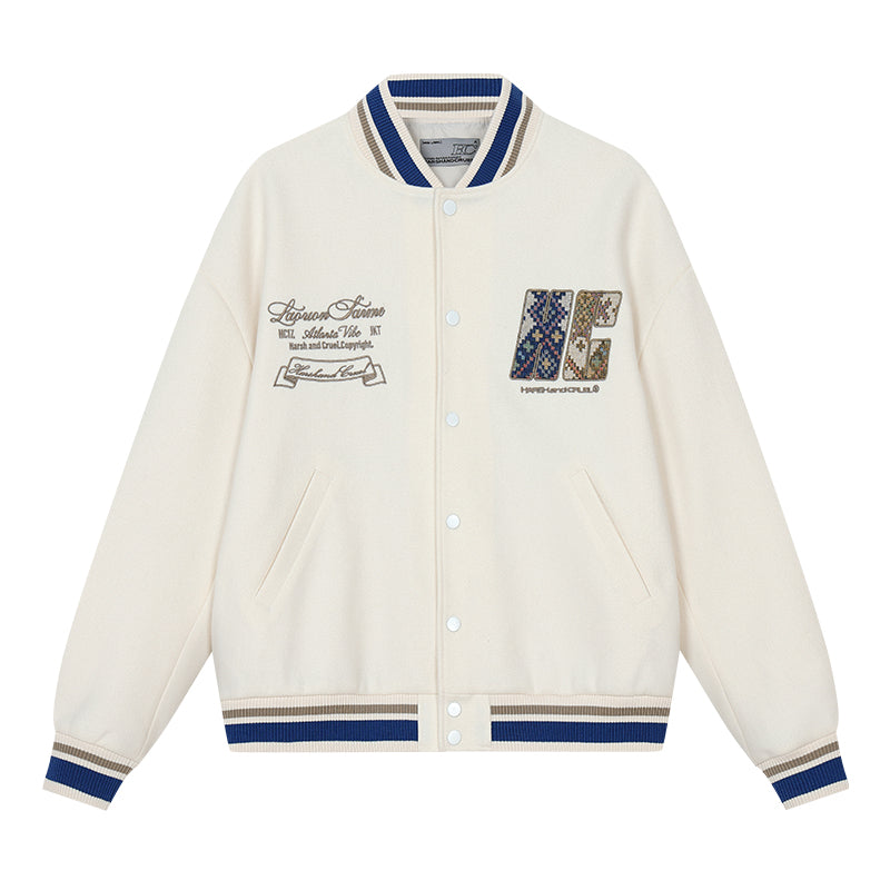 Tribal Script Patch Baseball Jacket