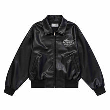 Load image into Gallery viewer, Retro Pearl Embroidered Leather Down Jacket
