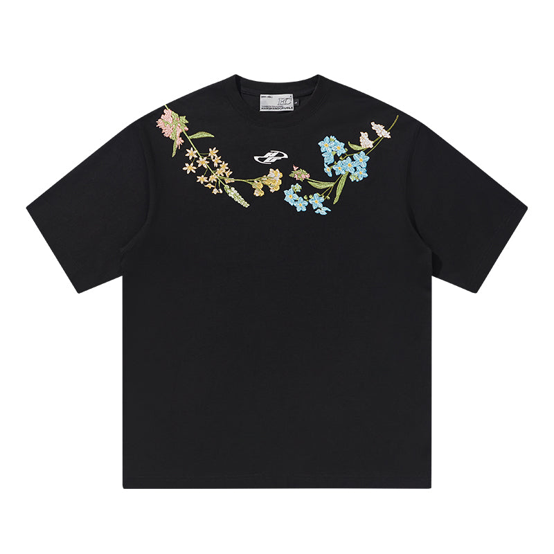 Heavy Floral Embroidered Tee