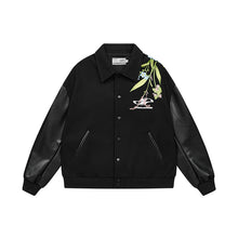 Load image into Gallery viewer, Floral Embroidery Logo Varsity Jacket
