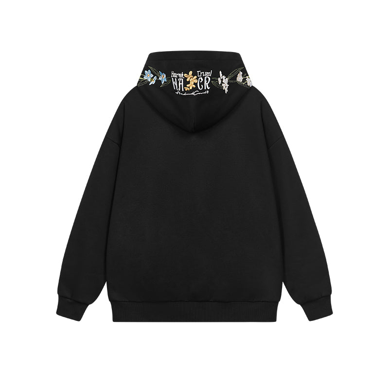 Floral Hood Embroidered Hoodie