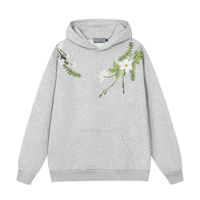 Floral Embroidered Fleece Hoodie