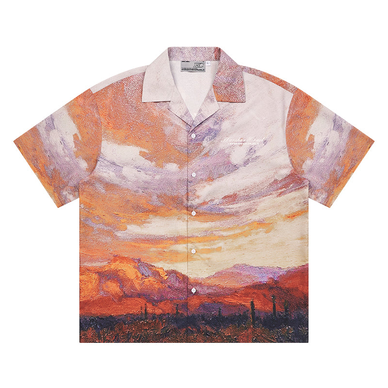 Sunset Landscape Oil Painting Shirt