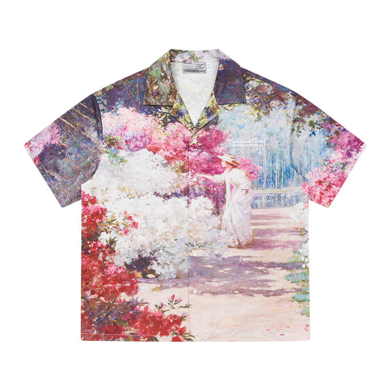 Oil Painting Garden Cuban Shirt