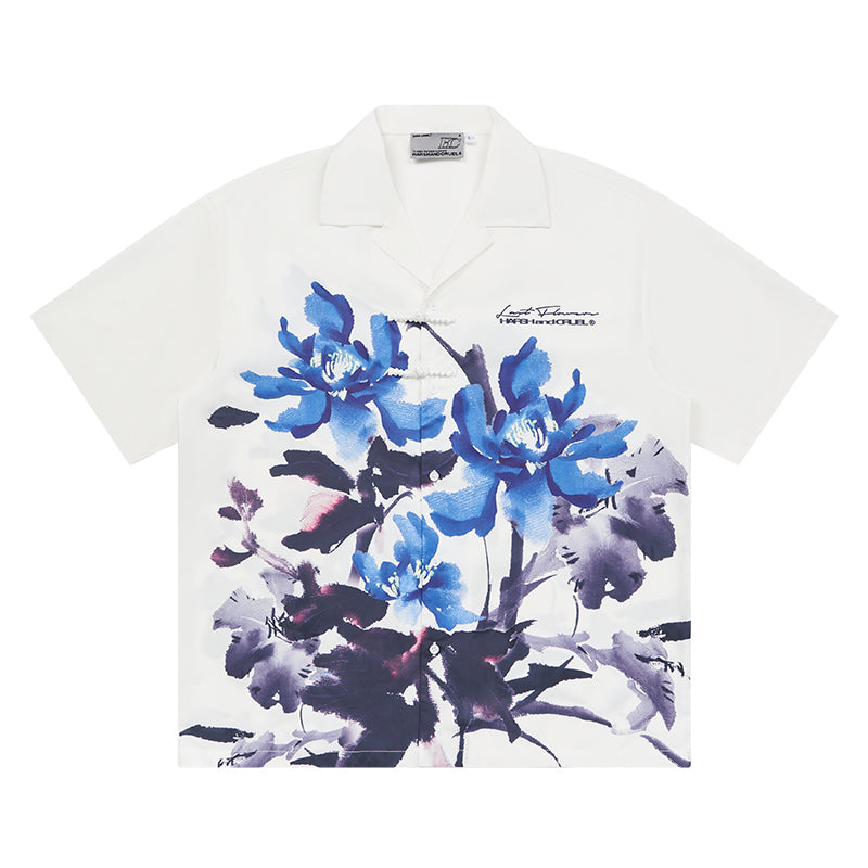 Ink Floral Print Knots Shirt