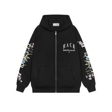 Load image into Gallery viewer, Floral Logo Sleeve Embroidered Zip Up Hoodie
