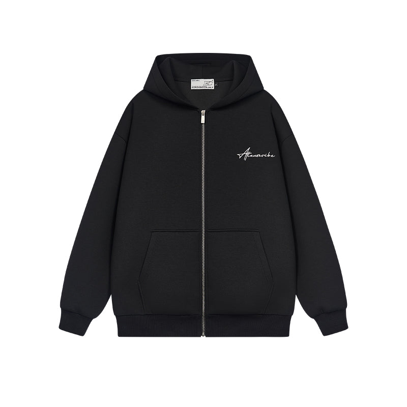 Oversized Embroidered Zip up Hoodie