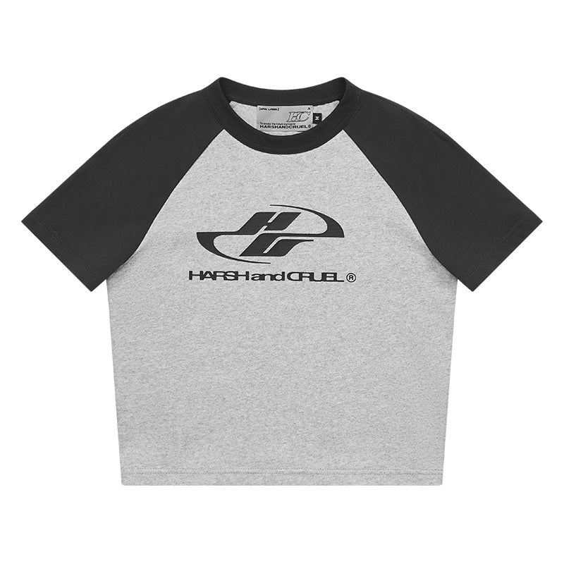 Colorblock Raglan Crop Top