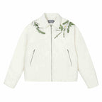 Floral Embroidery Lapel CollarDown Coat