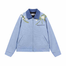 Load image into Gallery viewer, Retro Floral Embroidered Canvas Jacket
