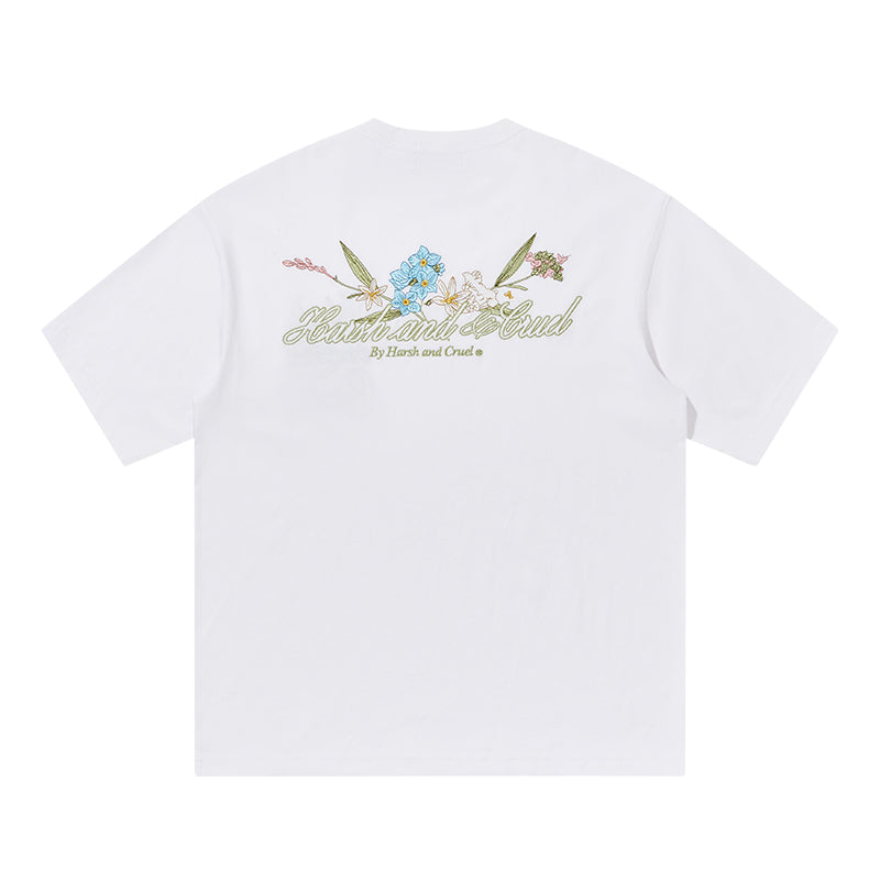 Retro 3D Floral Embroidered Tee