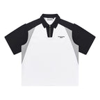 Patchwork Zipper Polo Shirt